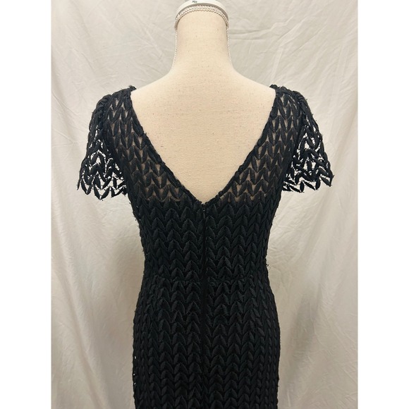 Kay Unger New York Black Lace Sheath Dress Midi Elegant Cocktail Sz 2 - Picture 5 of 10